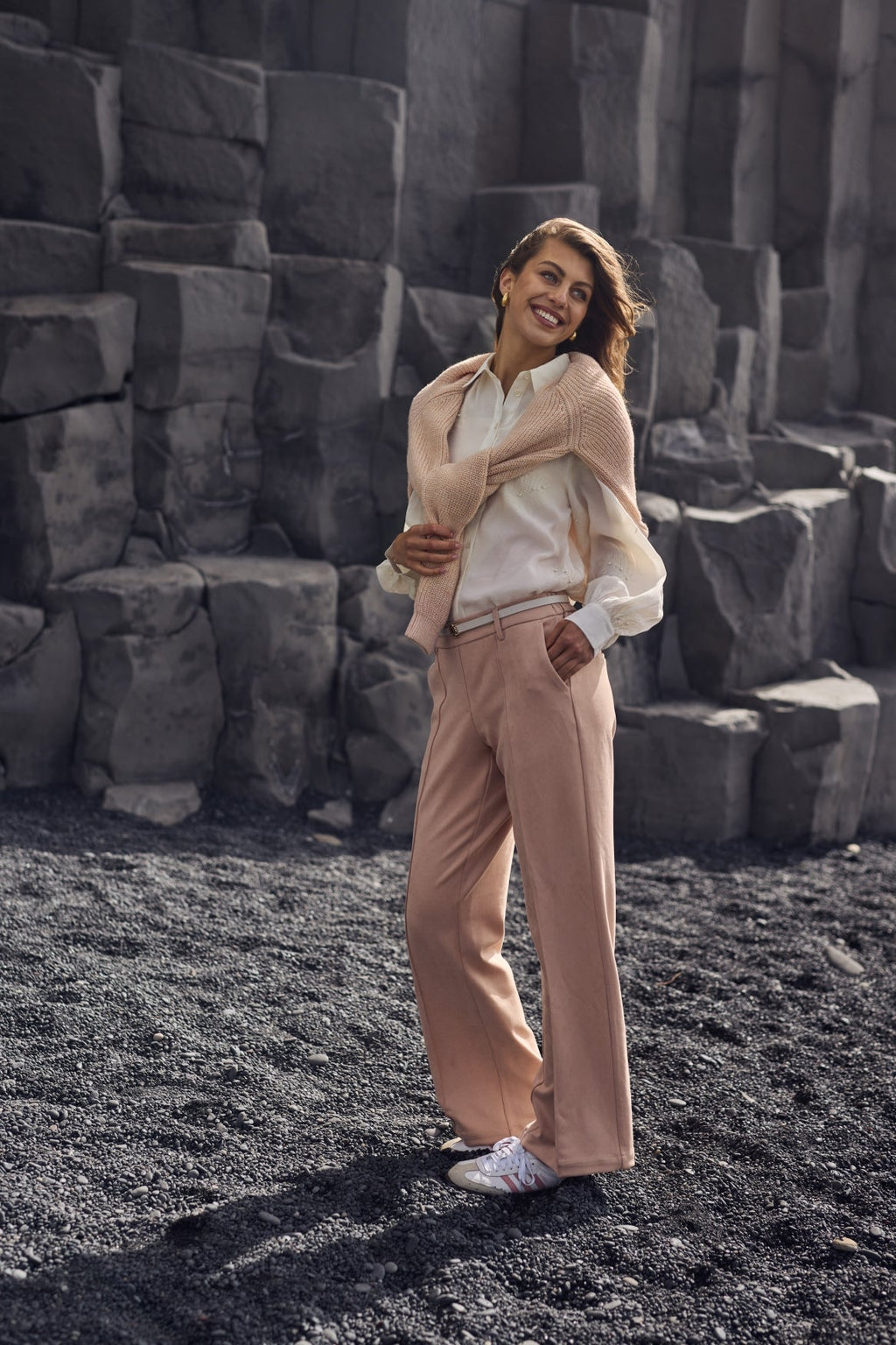NUKUS - Broek Jill Scuba Dusty Pink - Luxedy