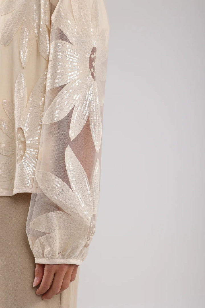 NUKUS - Jas Millie Jacket Paillet Light Sand - Luxedy