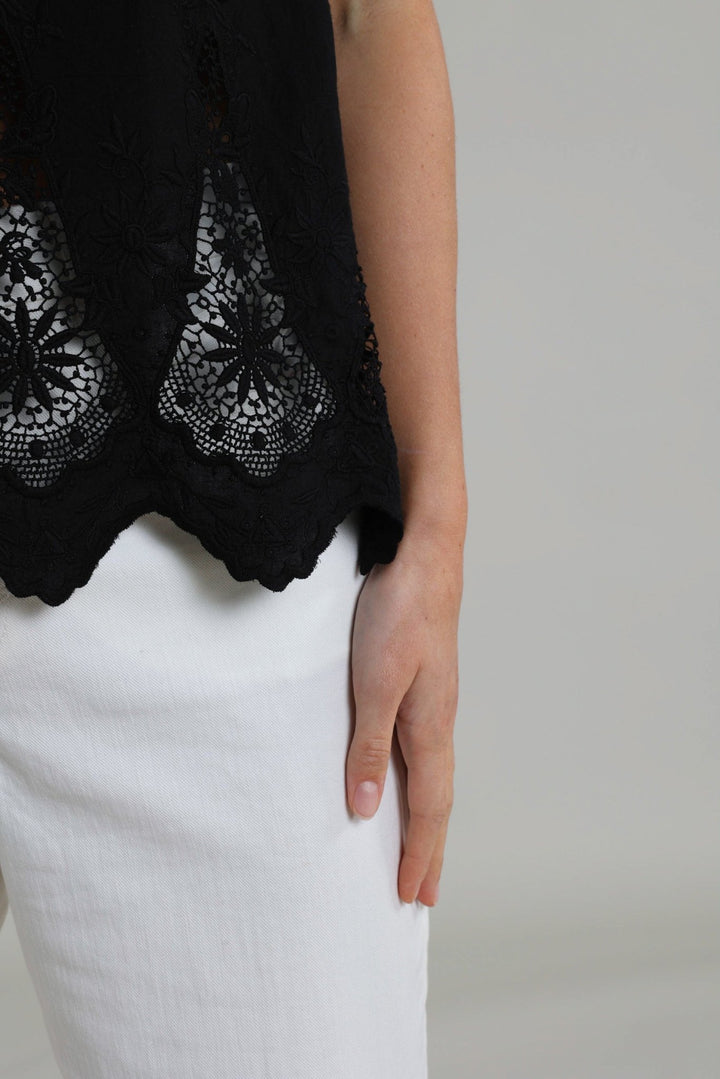NUKUS - Top Barbara Embroidery Black - Luxedy