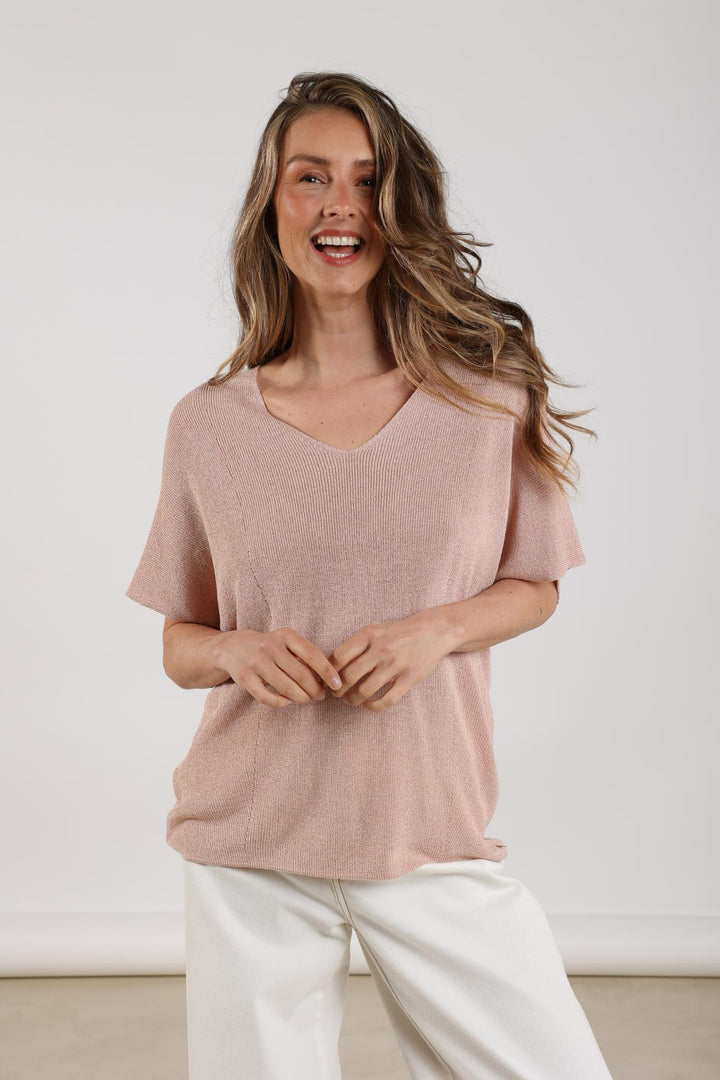NUKUS - Top Dina Lurex Dusty Pink - Luxedy