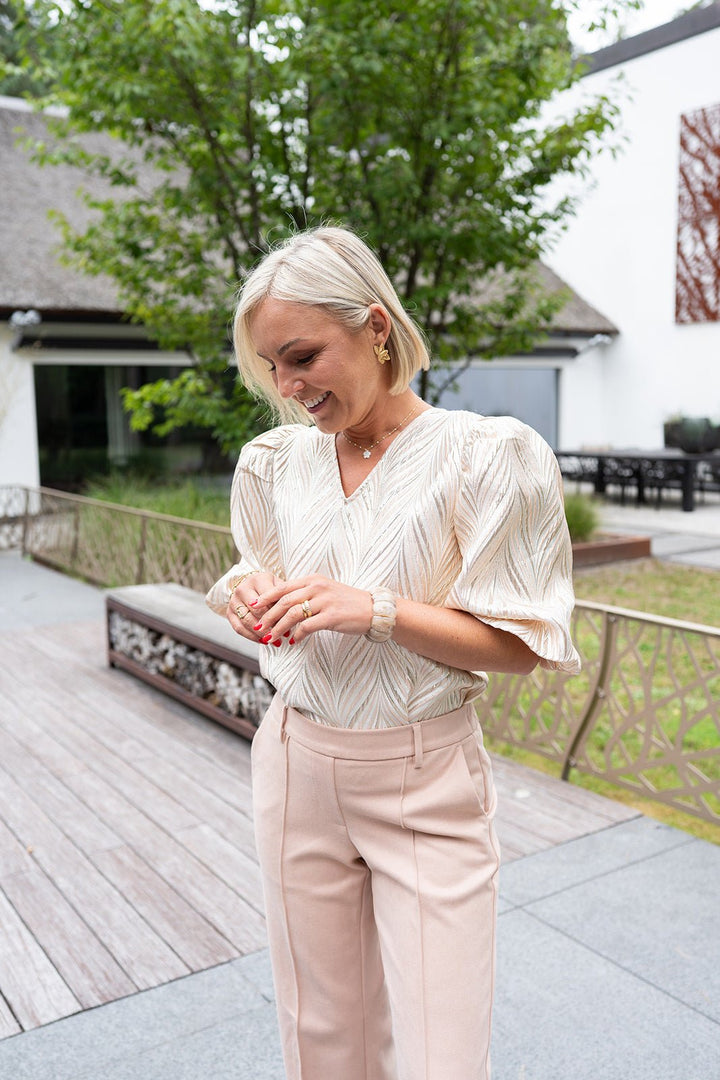 NUKUS - Top Mirthe Shiny Gold/Dusty Pink - Luxedy