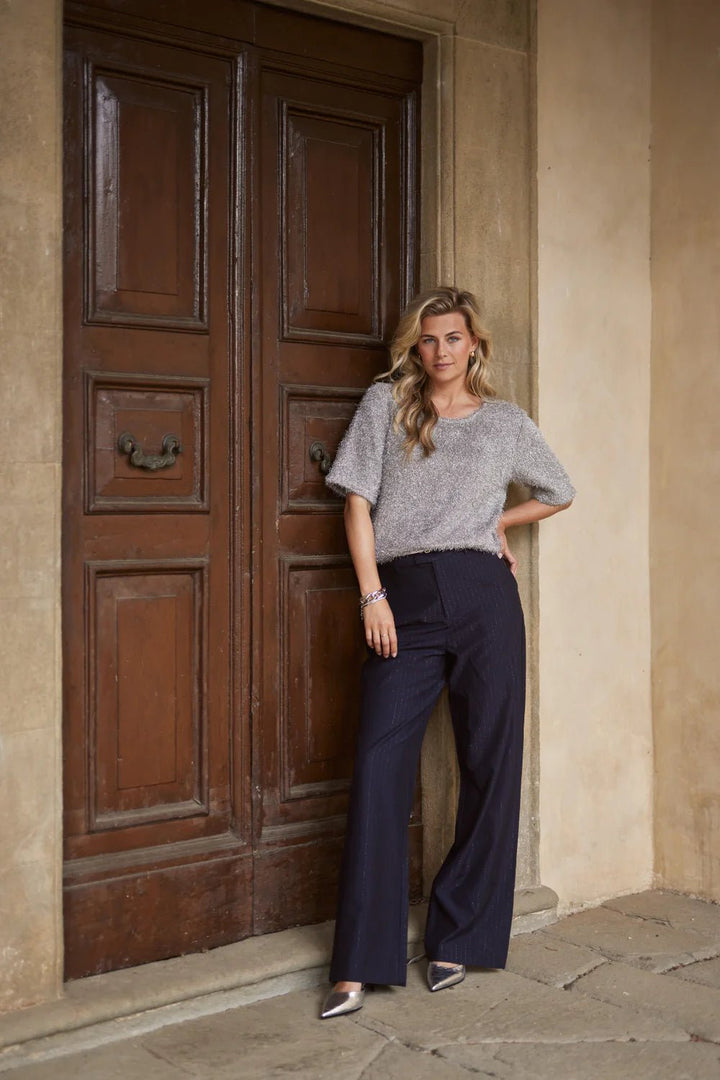 NUKUS - Top Octavia Fluffy Lurex Silver - Luxedy