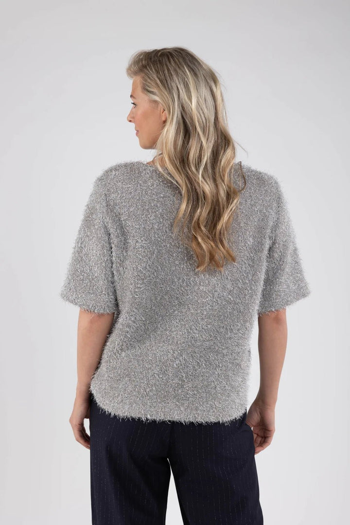 NUKUS - Top Octavia Fluffy Lurex Silver - Luxedy