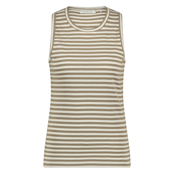 NUKUS - Top Stefania Singlet Stripes Offwhite/Dark Sand - Luxedy