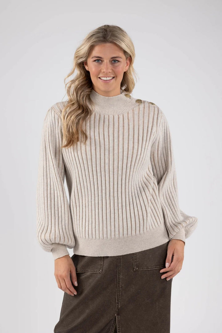NUKUS - Trui Daytona Greige Pullover - Luxedy