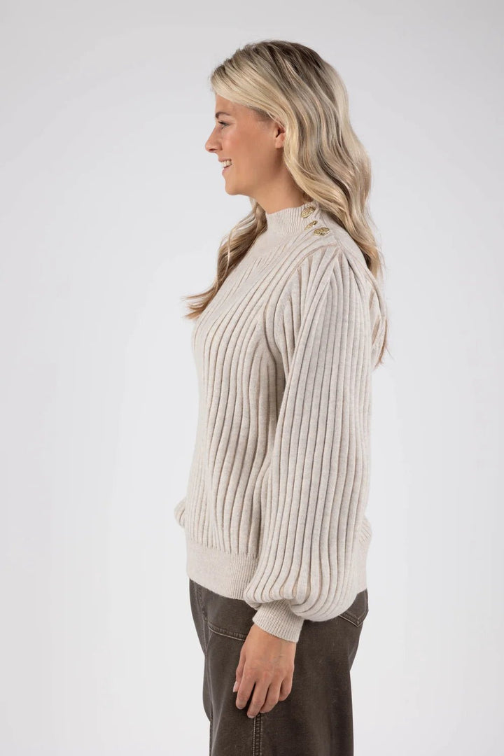 NUKUS - Trui Daytona Greige Pullover - Luxedy