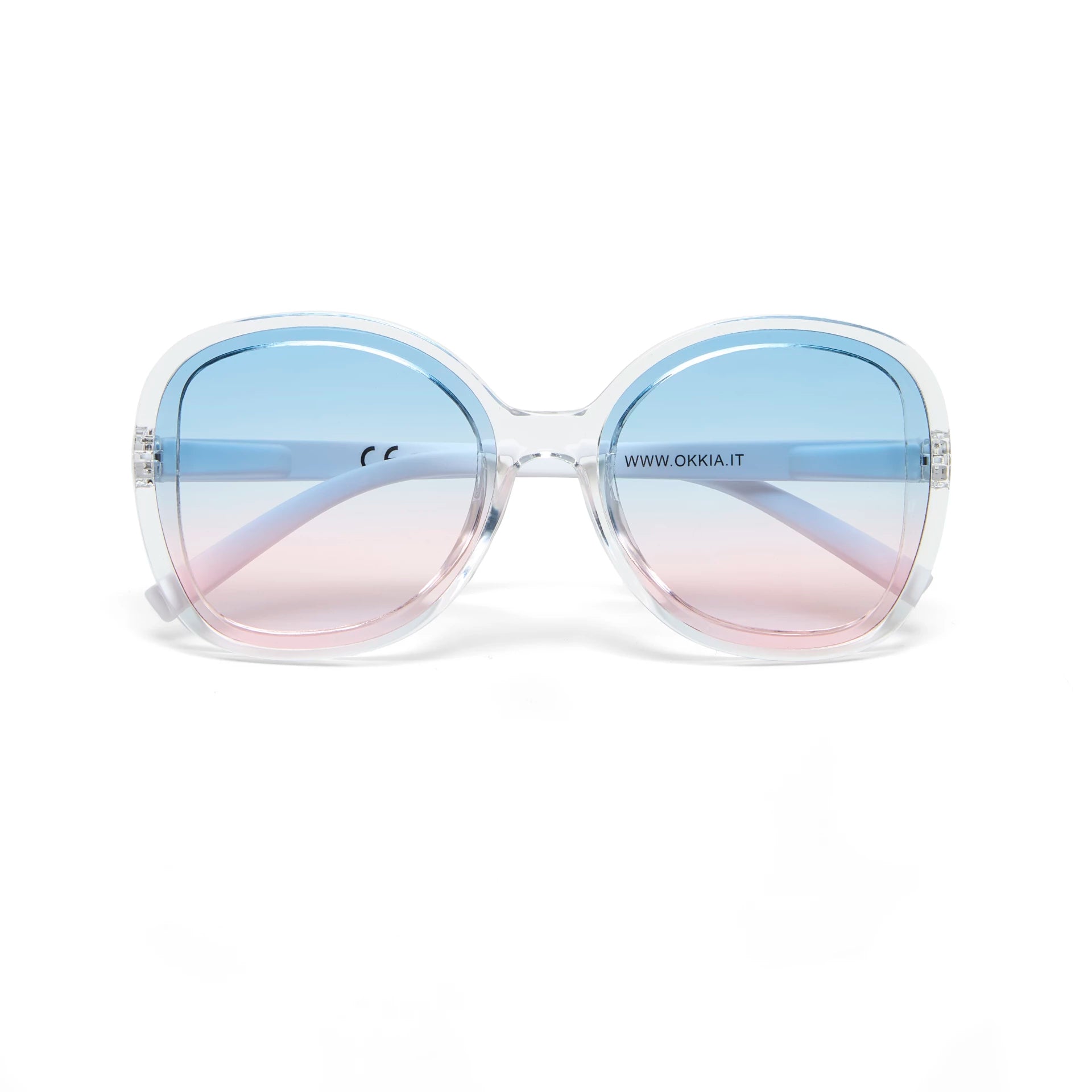Okkia Zonnebril Anna Butterfly Shape - Clear & Pink/Blue - Luxedy