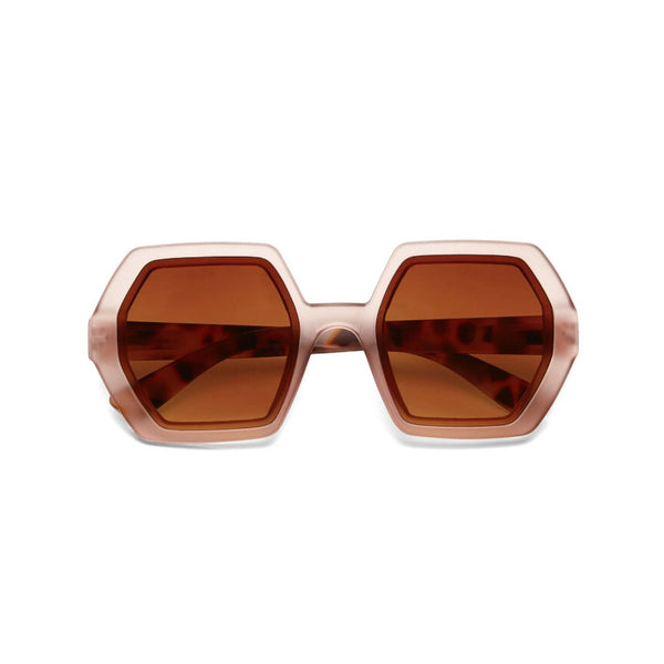 Okkia Zonnebril Emma Big Hexagon Shape - Pink/Havana - Luxedy