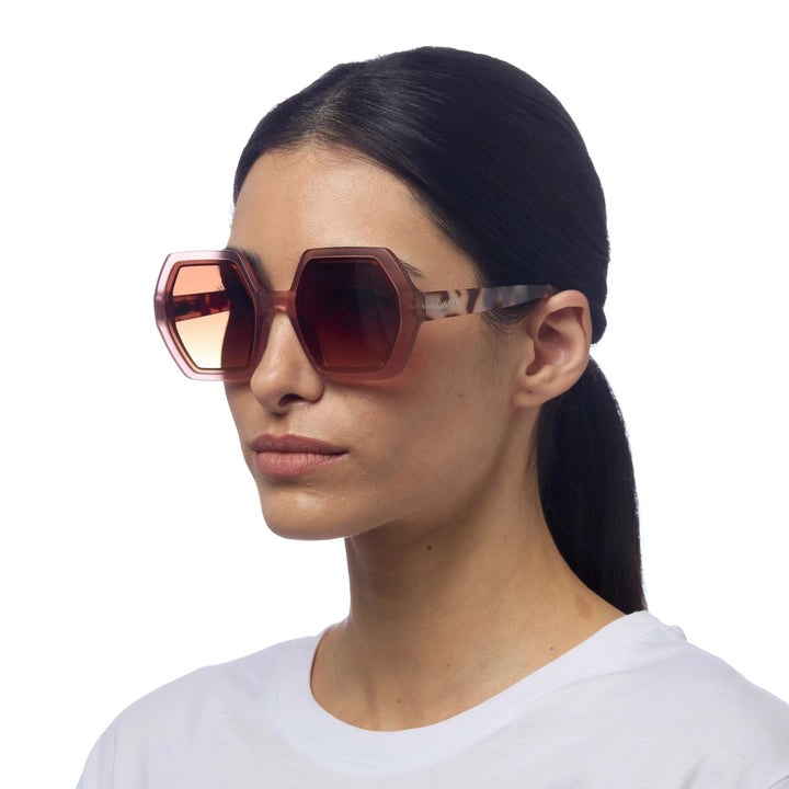Okkia Zonnebril Emma Big Hexagon Shape - Pink/Havana - Luxedy