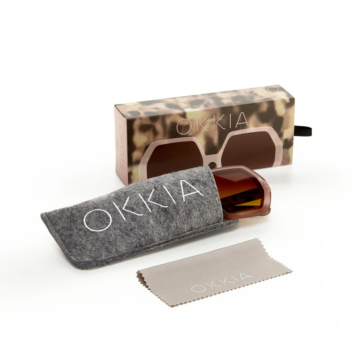 Okkia Zonnebril Emma Big Hexagon Shape - Pink/Havana - Luxedy