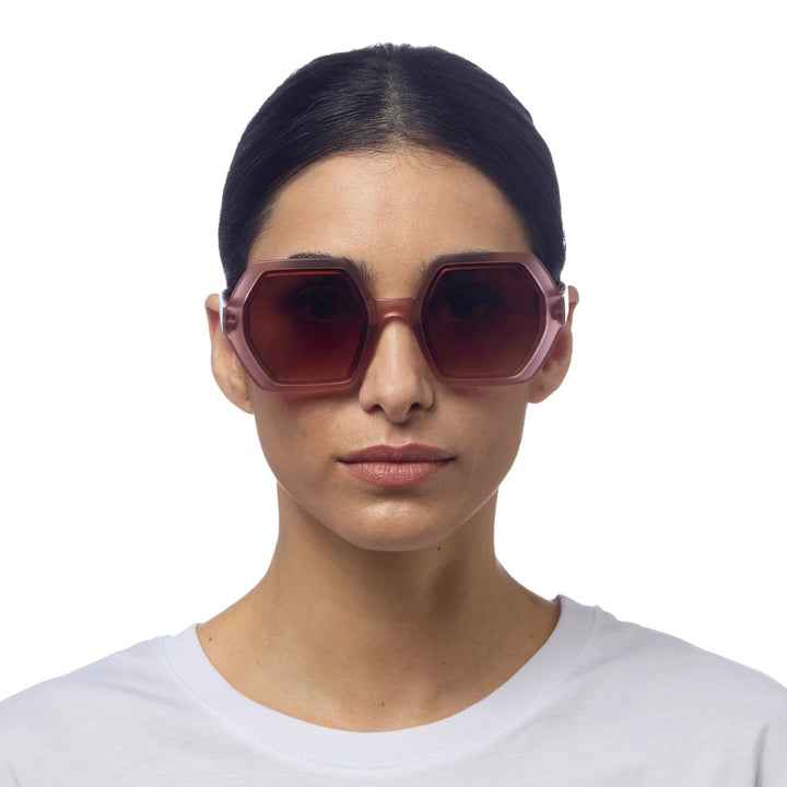 Okkia Zonnebril Emma Big Hexagon Shape - Pink/Havana - Luxedy