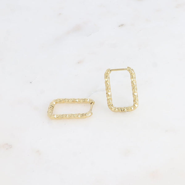 Oorbellen - Leona Square Hammered Hoop (15x21mm) - Luxedy