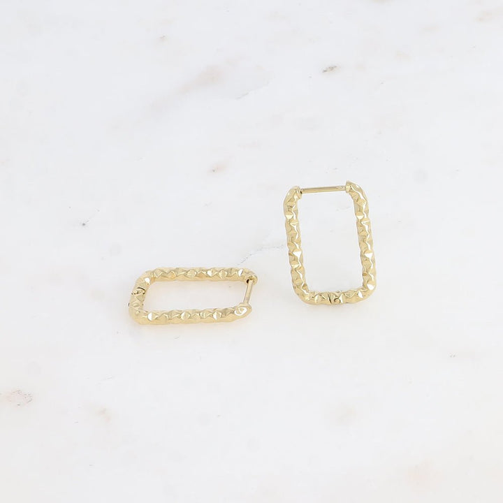 Oorbellen - Leona Square Hammered Hoop (15x21mm) - Luxedy