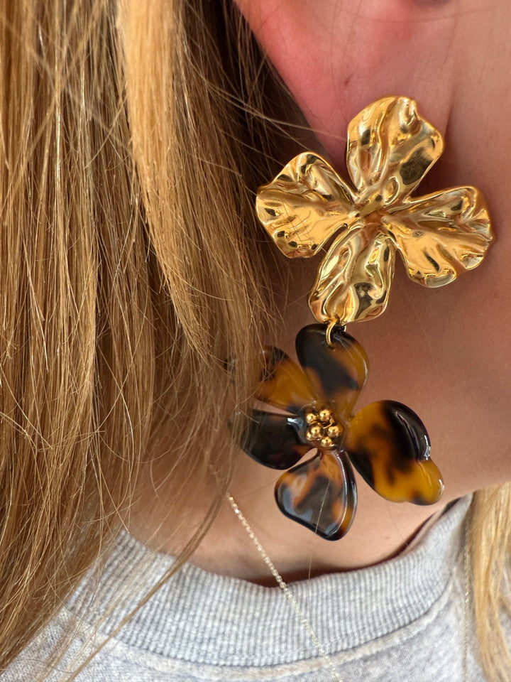 Oorbellen - Maxi Flower Leopard - Luxedy