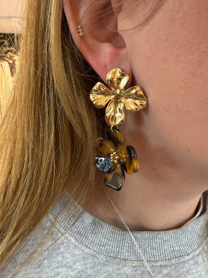 Oorbellen - Maxi Flower Leopard - Luxedy