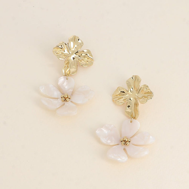 Oorbellen - Maxi Flower White - Luxedy