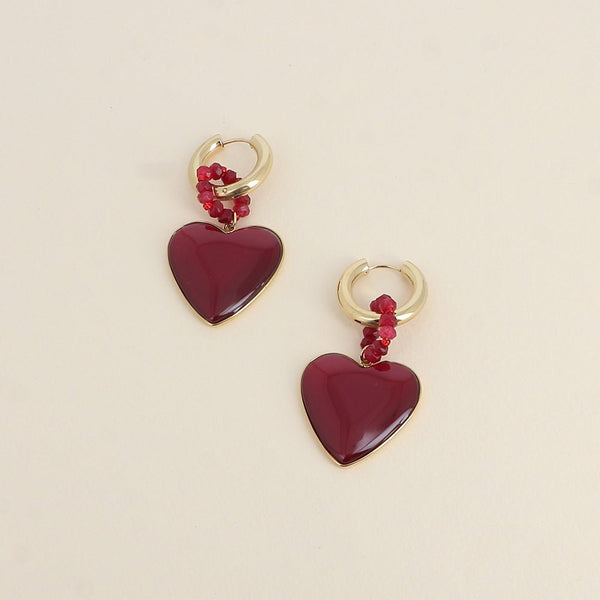 Oorbellen - Maxi Heart Burgundy - Luxedy
