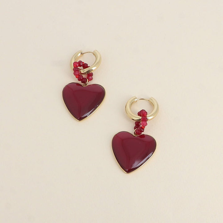 Oorbellen - Maxi Heart Burgundy - Luxedy