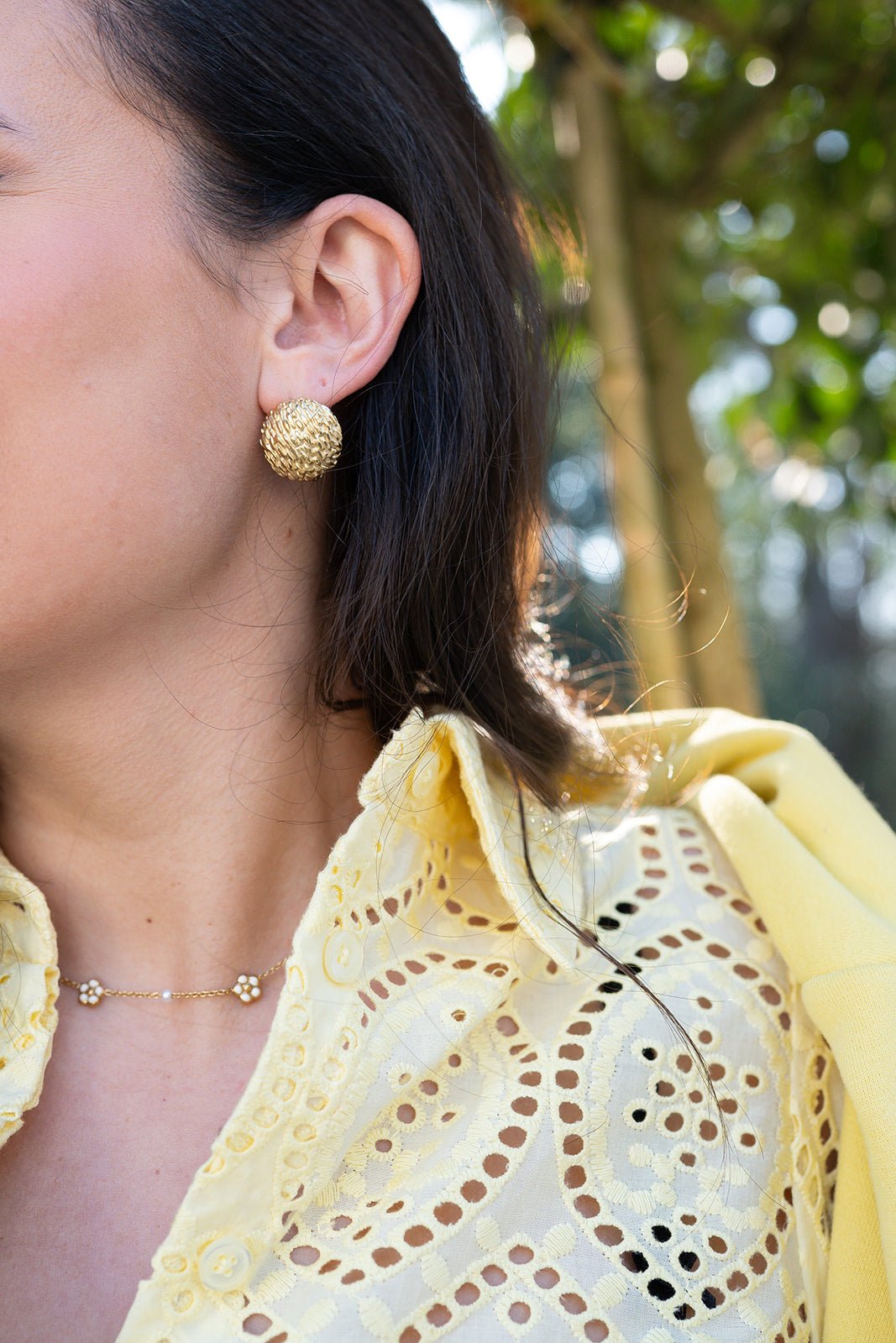 Oorbellen - Textured Domed Round - Luxedy