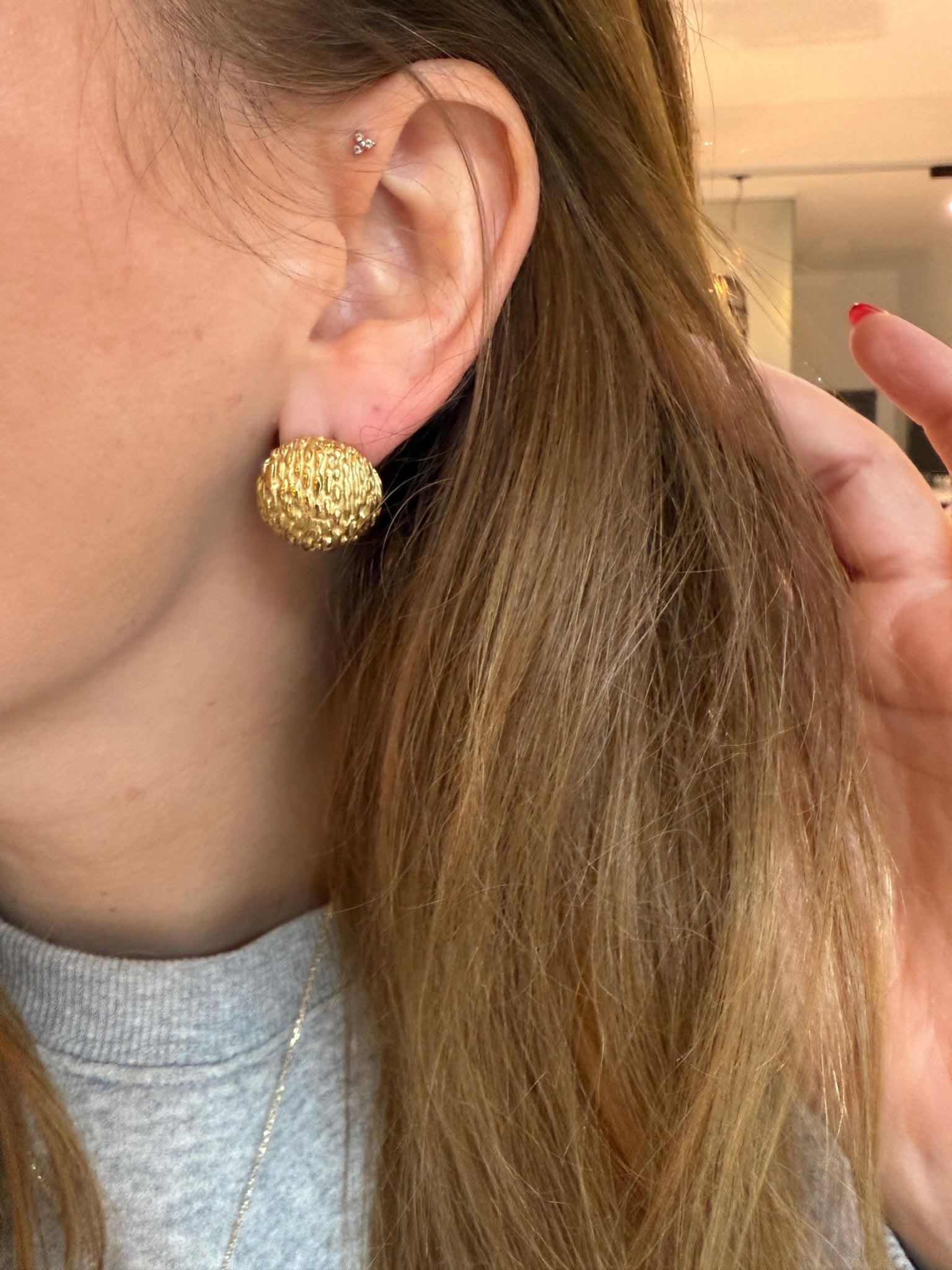 Oorbellen - Textured Domed Round - Luxedy