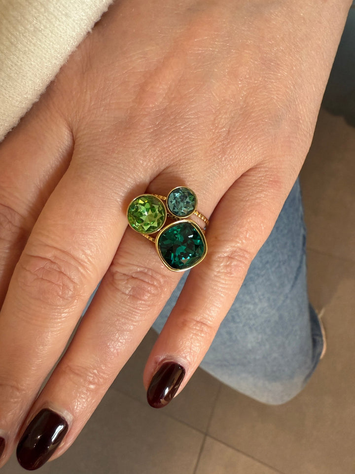 Ring - Triology Swarovski® Dark Green - Luxedy