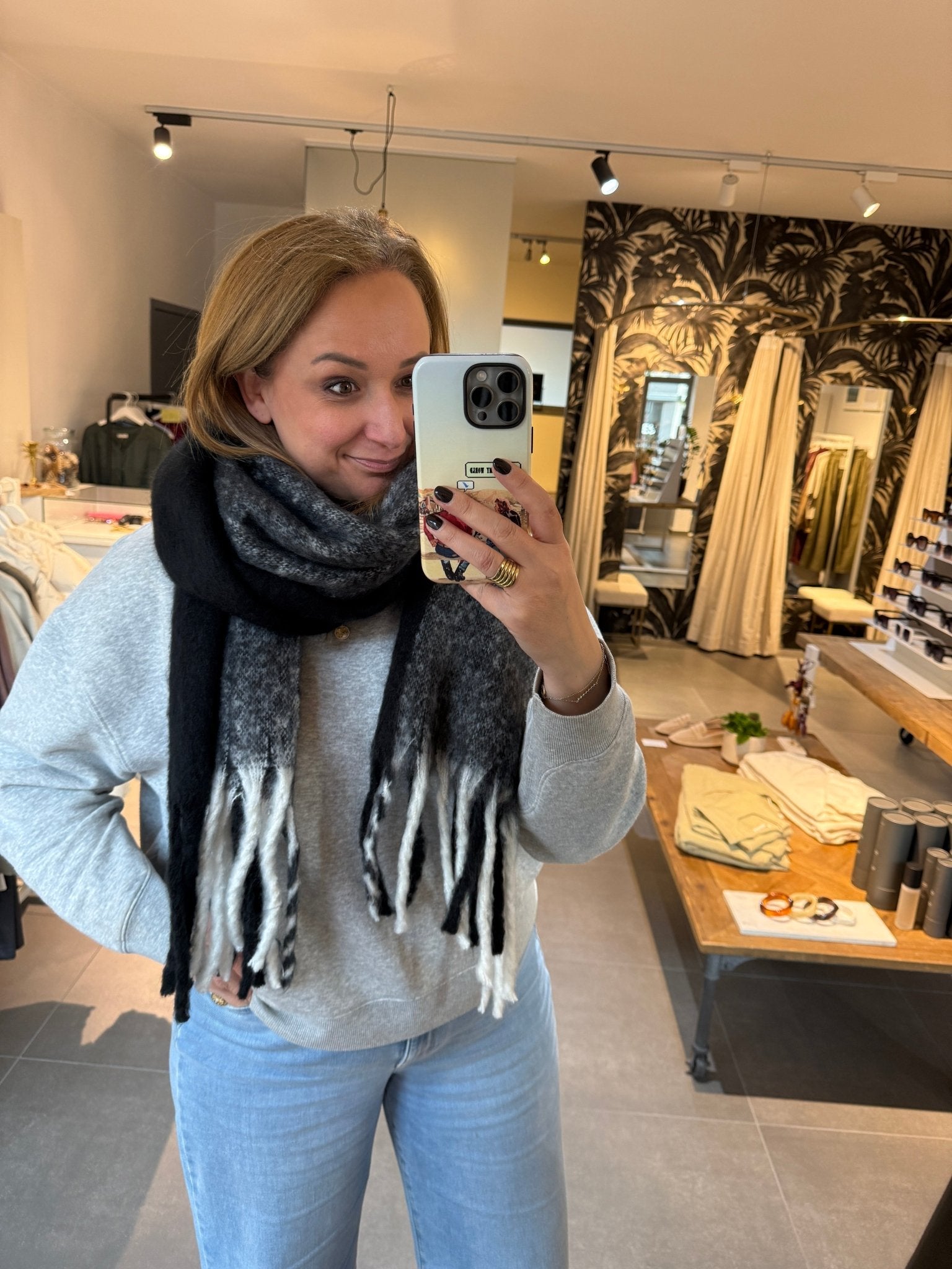 Sjaal Emma Black Duo Mix - Luxedy