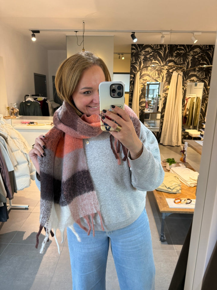 Sjaal Noa Plaid Orange & Brown Mix - Luxedy