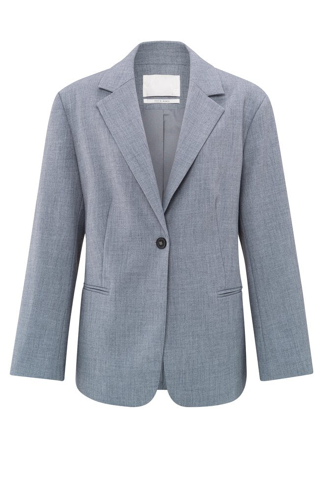 YAYA - Blazer Woven Oversized Naval Academy Blue Melange - Luxedy