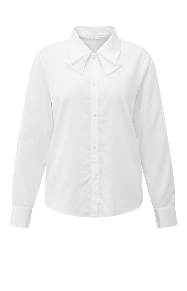 YAYA - Blouse Bow Collar Pure White - Luxedy