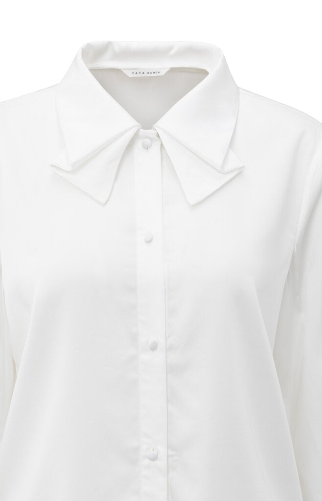 YAYA - Blouse Bow Collar Pure White - Luxedy