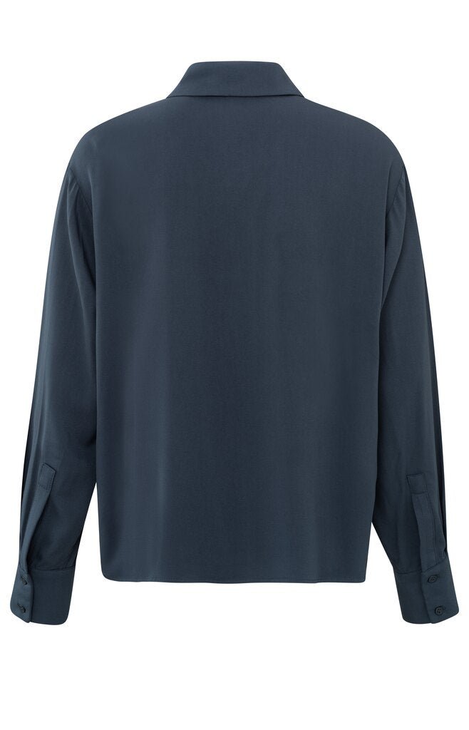 YAYA - Blouse Cropped Outer Space Blue - Luxedy