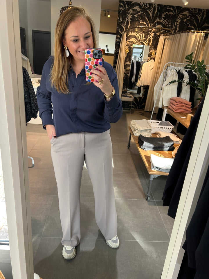 YAYA - Blouse Cropped Outer Space Blue - Luxedy