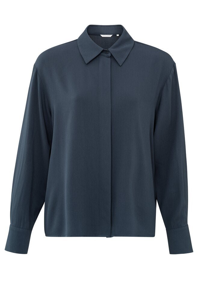 YAYA - Blouse Cropped Outer Space Blue - Luxedy
