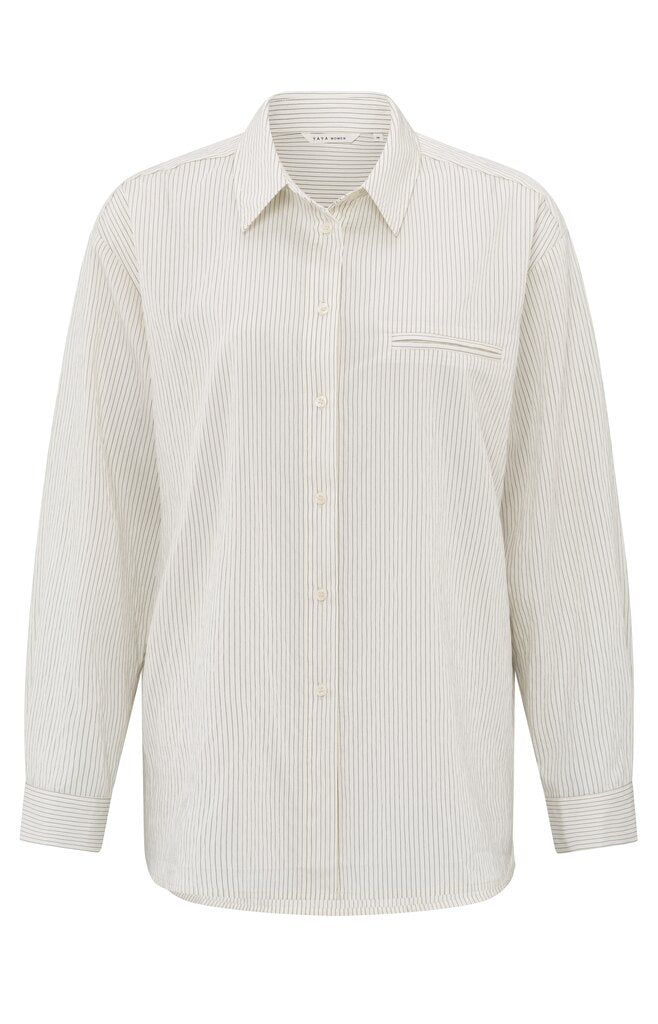 YAYA - Blouse Flowy Pinstripe Shirt Phantom Dessin - Luxedy