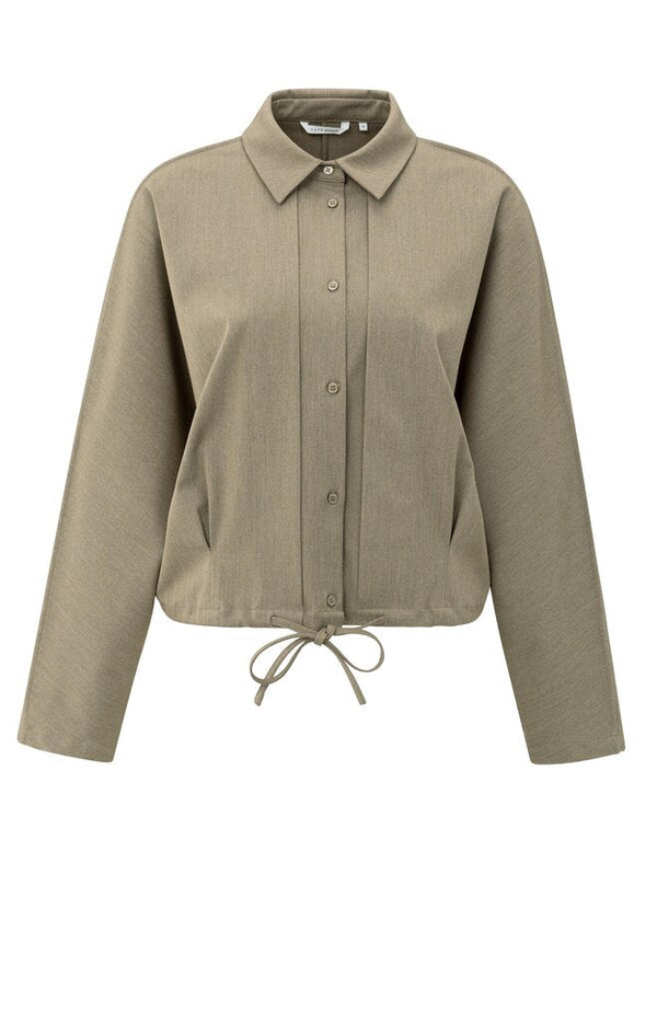 YAYA - Blouse Jacket Pleats Capers Melange - Luxedy