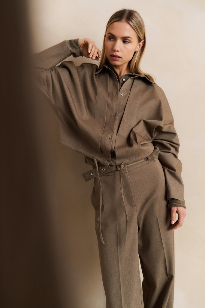 YAYA - Blouse Jacket Pleats Capers Melange - Luxedy