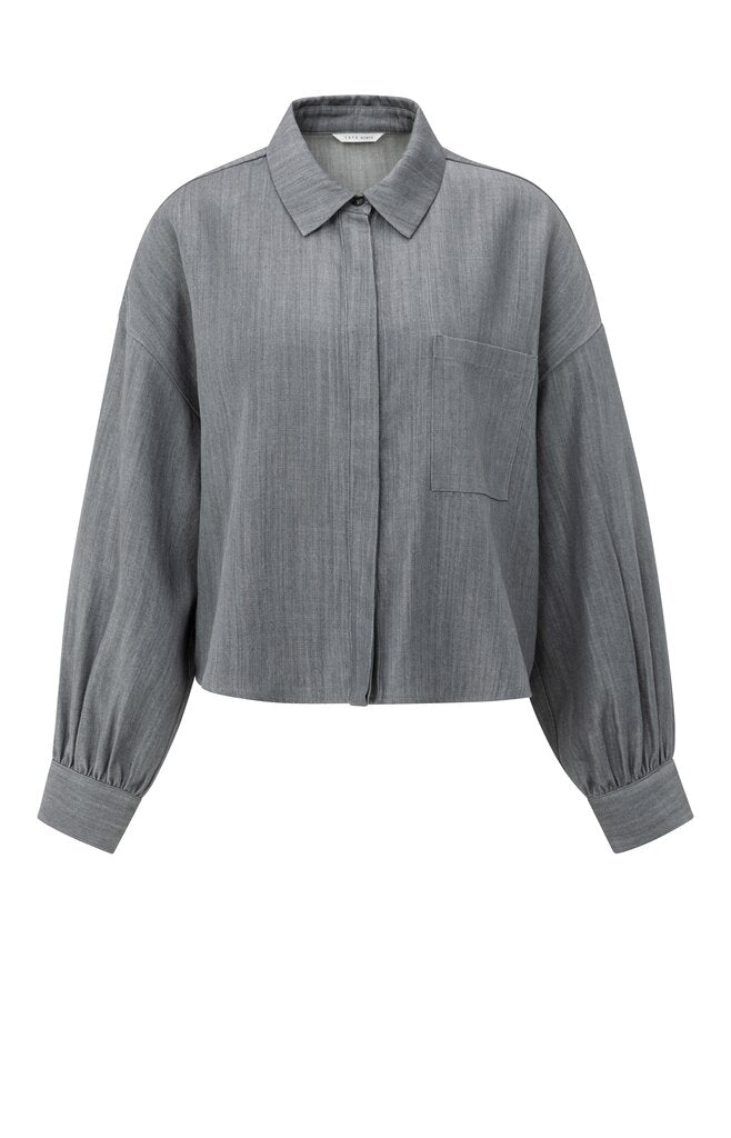 YAYA - Blouse Pocket Washed Grey - Luxedy