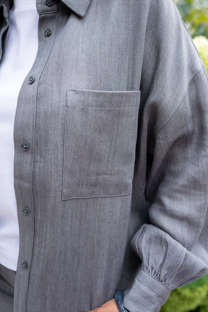 YAYA - Blouse Pocket Washed Grey - Luxedy