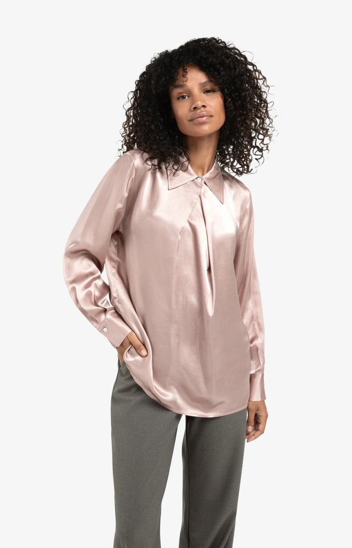 YAYA - Blouse Satin Shadow Gray Pink - Luxedy