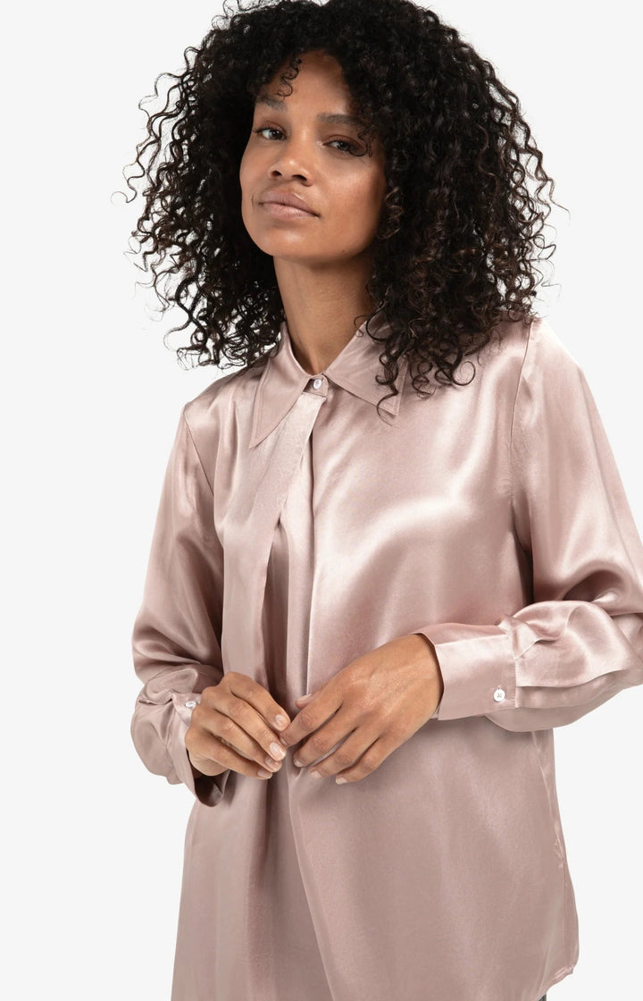YAYA - Blouse Satin Shadow Gray Pink - Luxedy