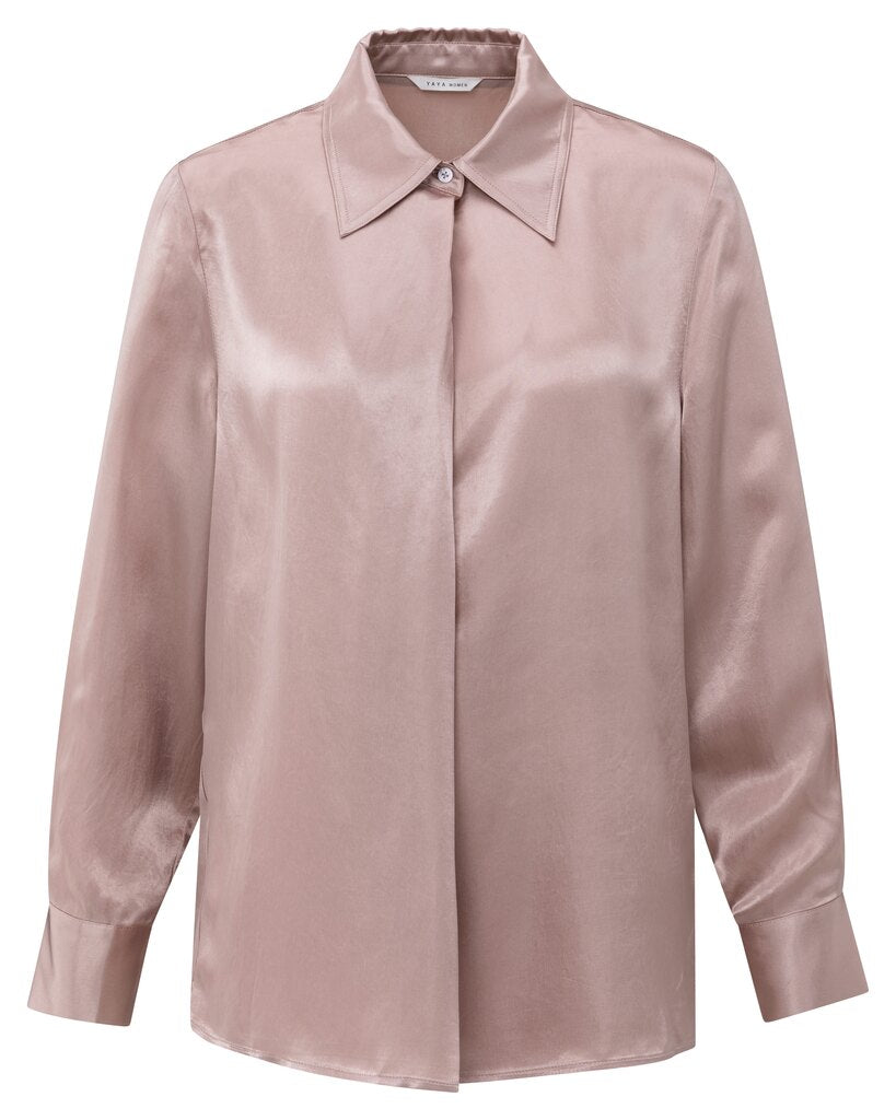 YAYA - Blouse Satin Shadow Gray Pink - Luxedy