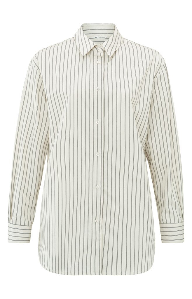 YAYA - Blouse Striped Relaxed Blouse Chalk White Dessin - Luxedy
