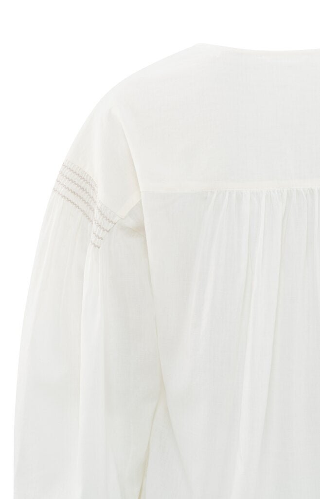 YAYA - Blouse Woven V - Neck Blanc De Blanc White - Luxedy