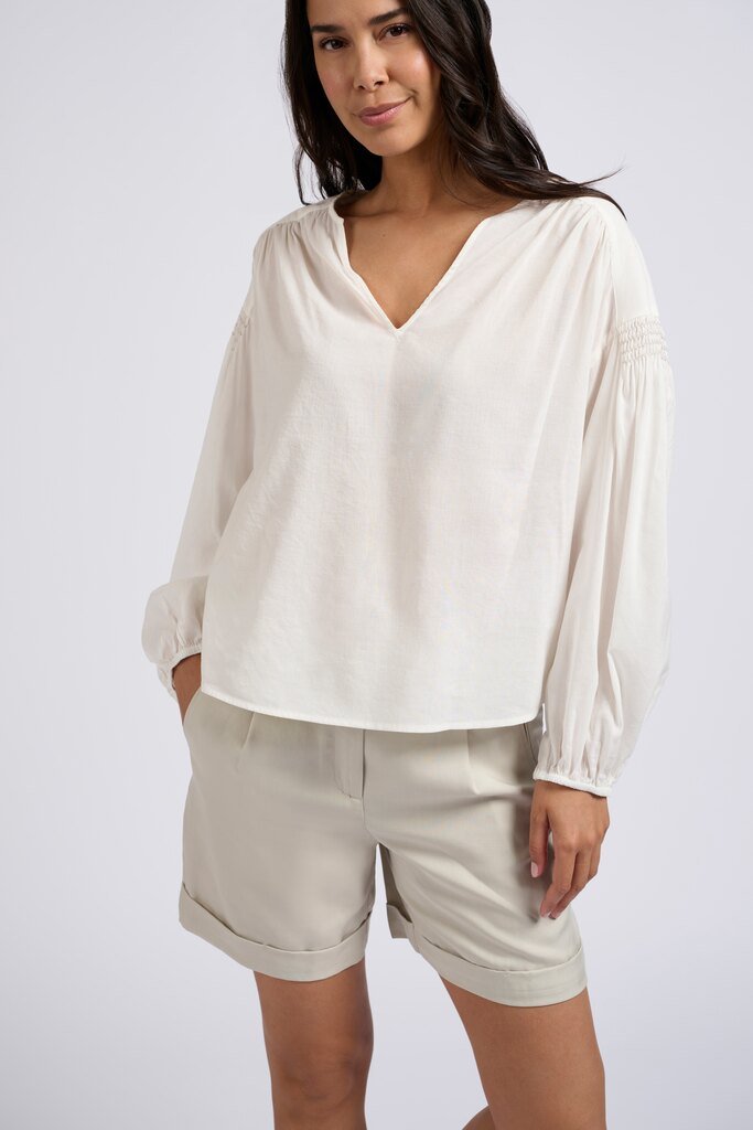 YAYA - Blouse Woven V - Neck Blanc De Blanc White - Luxedy