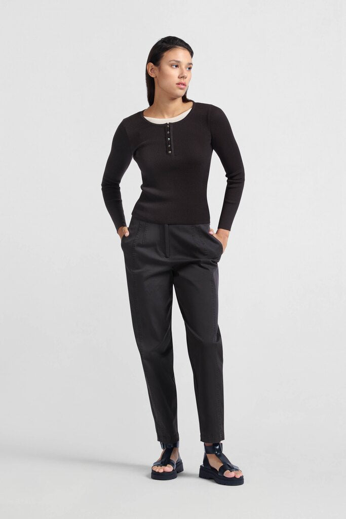 YAYA - Broek Cotton Woven High Waist Phantom - Luxedy