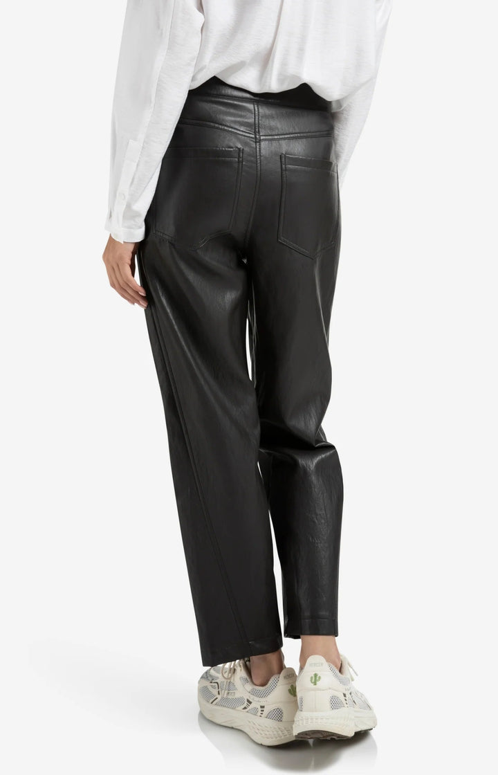 YAYA - Broek Faux Leather Anthracite Brown - Luxedy