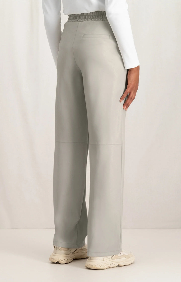 YAYA - Broek Faux Leather Silver Lining Beige - Luxedy