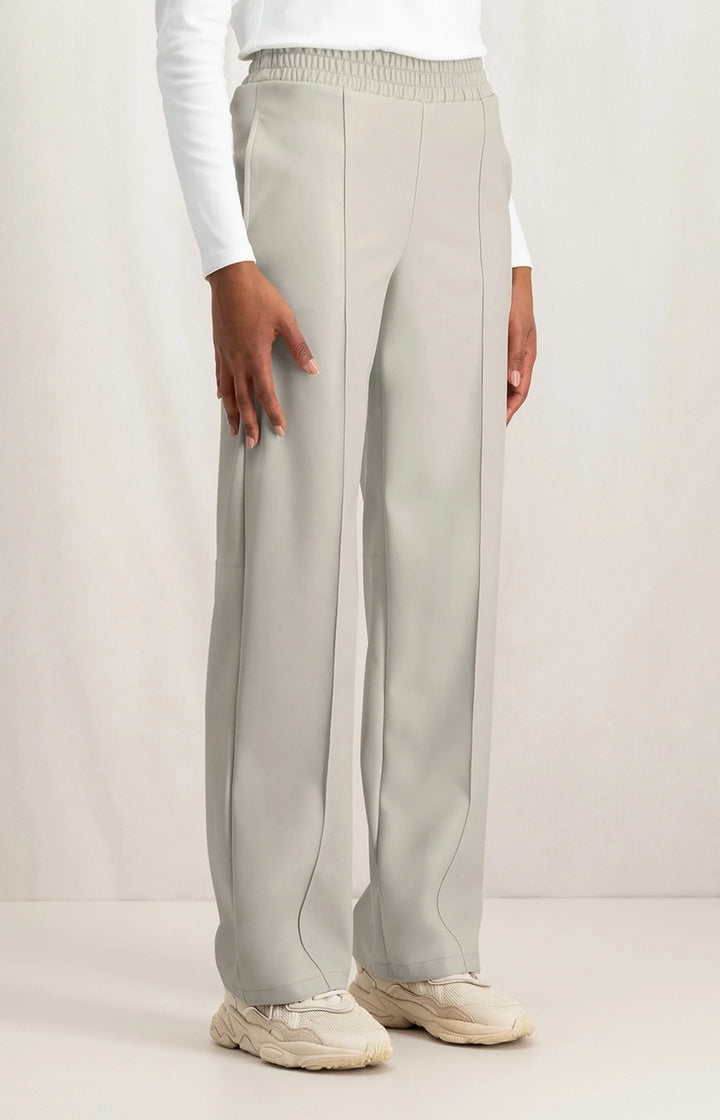 YAYA - Broek Faux Leather Silver Lining Beige - Luxedy