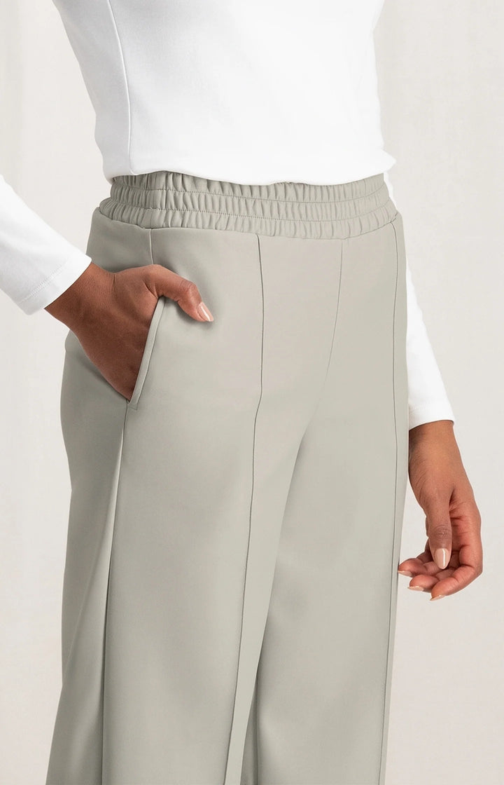 YAYA - Broek Faux Leather Silver Lining Beige - Luxedy