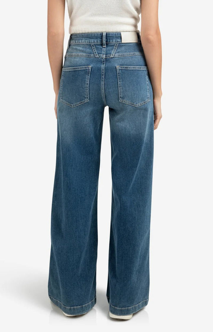 YAYA - Broek High Waist Wide Blue Denim (lengte 32) - Luxedy